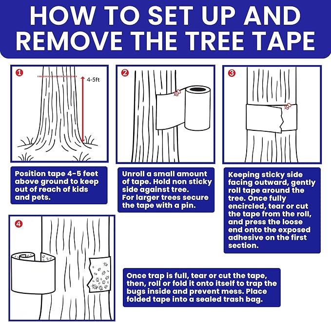 Spotted Lantern Fly Trap for Trees. 3 Sticky Fly Paper Rolls - Image 4