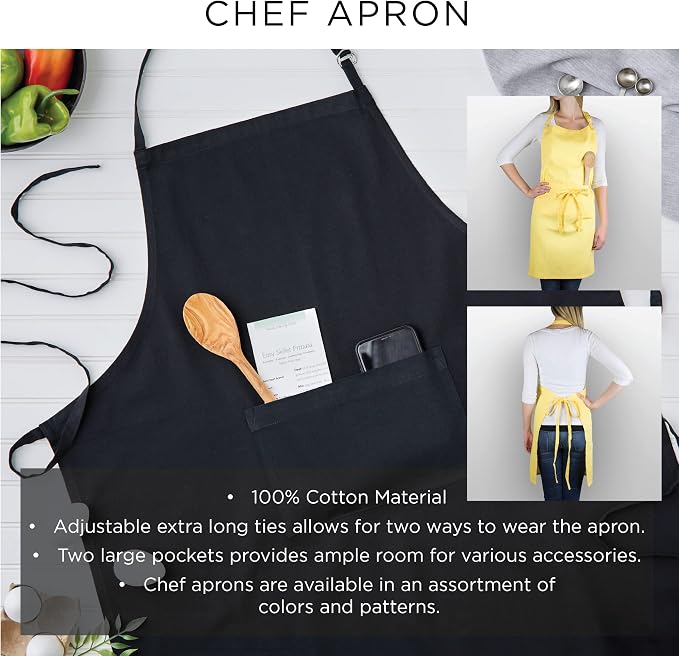 DII 100% Cotton Solid Chambray Kitchen Set, Chef Apron, 1 Piece - Image 8