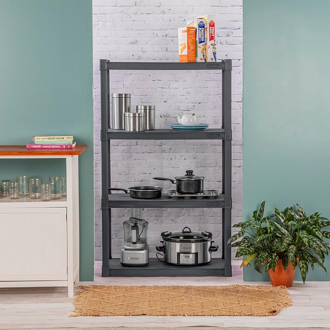 Sterilite 4 Shelf Unit, Heavy-Duty Shelving Storage and Utility Rack - Image 2
