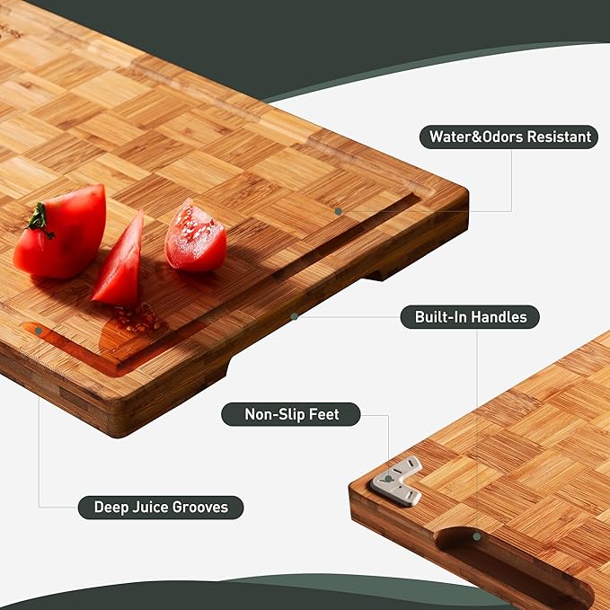 Bamboo Cutting Board Non Slip Heavy Duty Over Sink Wooden Wood Cutting Board - Image 5