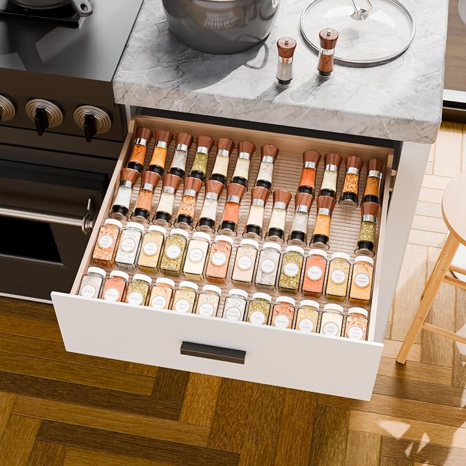 Yieach 4 Pack Adjustable In Drawer Spice Organizer - Image 8