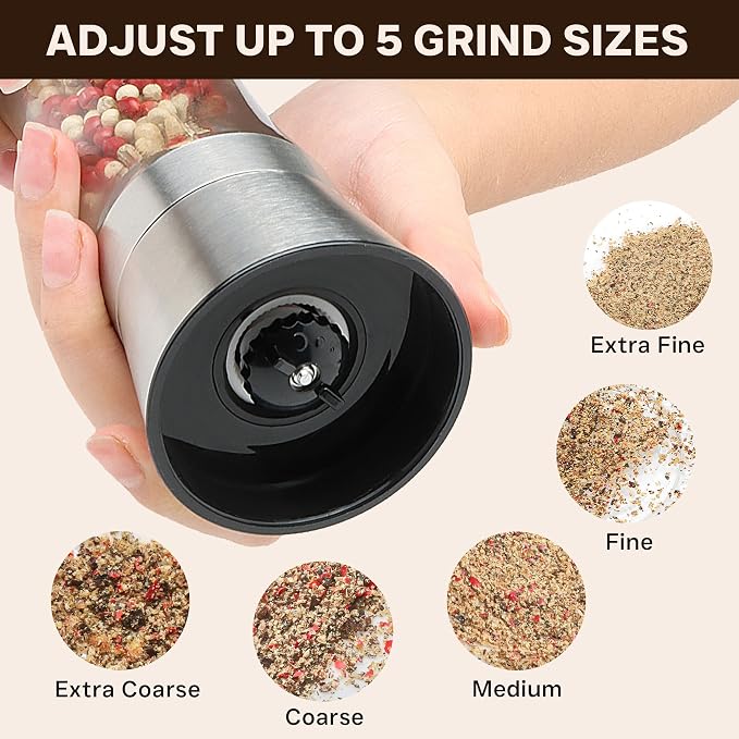 Stainless Steel Salt and Pepper Grinder Set - Image 3