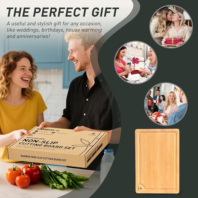 Extra Large Bamboo Board Charcuterie Non Slip Feet Over Sink Wooden Cutting - Image 7