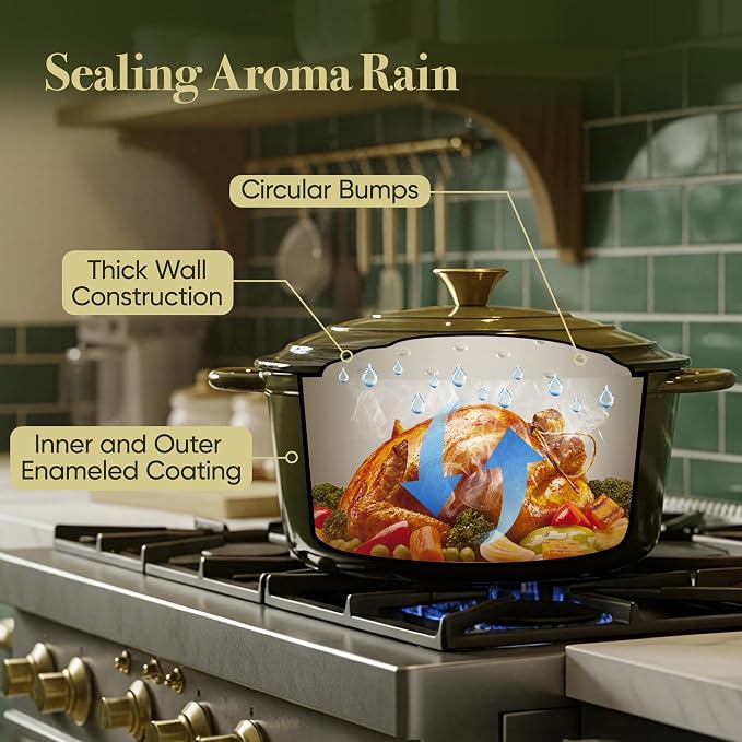 4.5 Quart Dutch Oven Pot with Lid, Non Stick Enameled Cast Iron Dutch Oven - Image 7