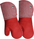 Professional Microwave Silicone Oven Mitts one Pair, Kitchen Mitten Set by REDLMLDETA
