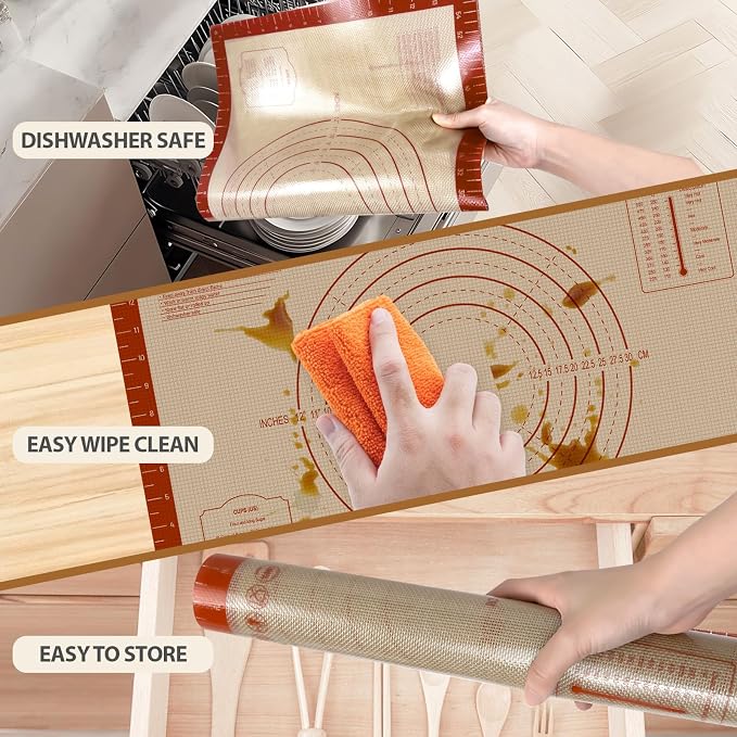 Pastry Mat, 0.7mm Extra Thick 28 x 20 Inches Large Non Stick Silicone Baking Pad - Image 6