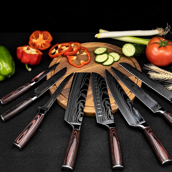 Seido Knives Master Chef Knife Set, 8-Piece Kitchen Knife Set, High-Carbon - Image 4