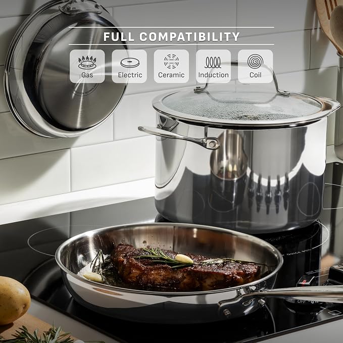 T-Fal Pro Tri-Ply Stainless Steel Fry Pan 10 Inch Induction Cookware, Oven Safe - Image 5