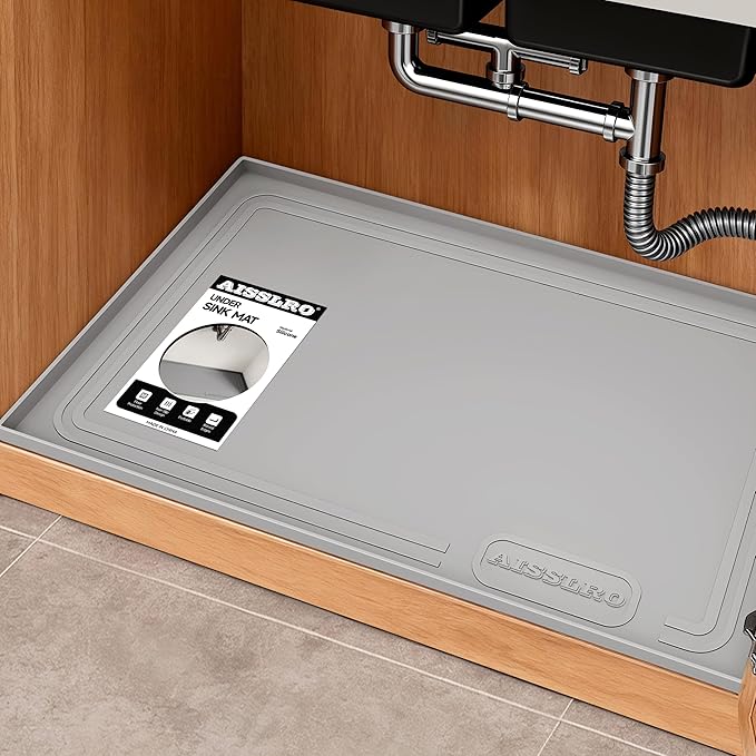 Aisslro Under Sink Mat 25" X 19", Waterproof Silicone Under Sink Mats by AisslroDirect