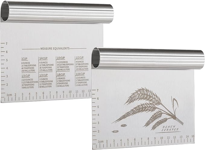 2PCS Dough Pastry Bench Cutter Scraper, OLULU Stainless Steel Kitchen Food by OLULU