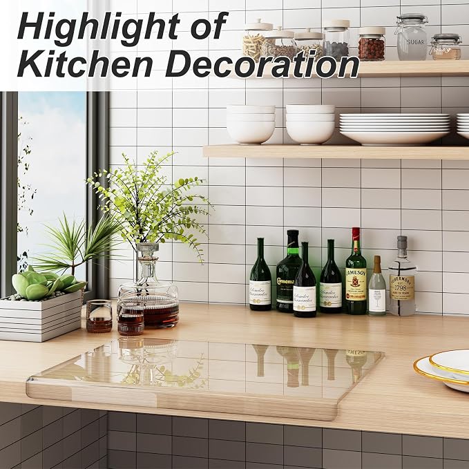 JJL Acrylic Cutting Board with Counter Lip, 30 x 20 Inches, and Vegetables - Image 3