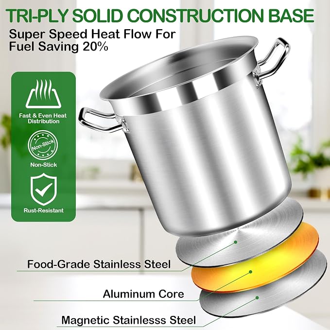 STOCKPOT Extra Large Stock Pot 75 Quart – Heavy Duty Stainless Steel Soup Pot - Image 3