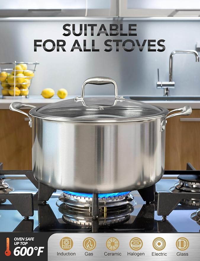 MICHELANGELO Tri-ply Stainless Steel Stock Pot, Heavy Duty Stockpot - Image 3