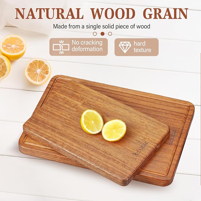 Solid Teak Wood Cutting Board One Piece Non Glued Large Thick Crack Resistant - Image 4