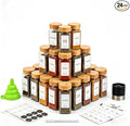 24-Pack Glass Spice Jars with Bamboo Lids, 4 Oz Clear Square Spice Containers by forhaodejia