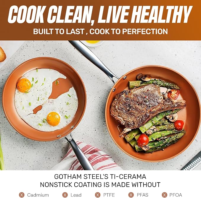GOTHAM STEEL 15 Pc Ceramic Cookware Set, Ceramic Pots and Pans Set Non Stick - Image 4