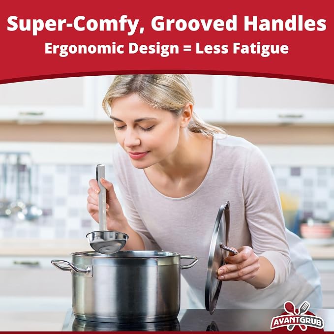 Super Sturdy, Ergonomic 2 Oz. Soup Ladle 3 Pk. Stainless Steel Ladles - Image 5