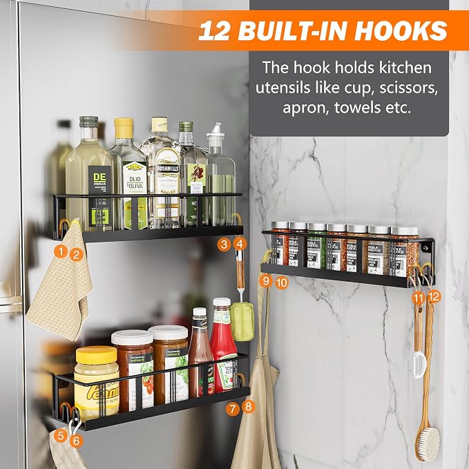 Bunoxea Spice Rack Wall Mounted 3 Pack, Space-Saving Spice Organizer - Image 5