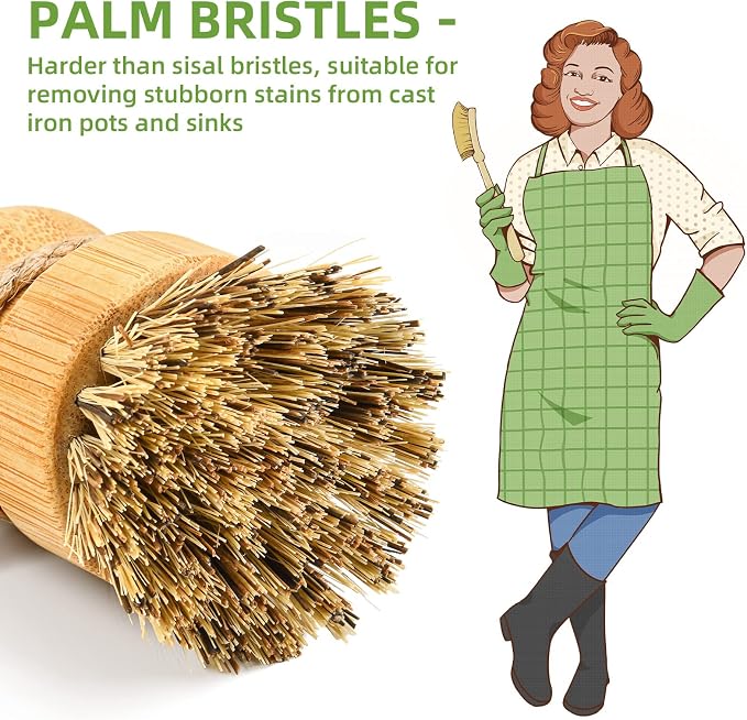 SUBEKYU Bamboo Dish Brush Set - Image 3