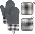 Tifanso Plaid Oven Mitts and Pot Holders 4-Piece Set, Oven Mitts Gloves Heat by tifanso
