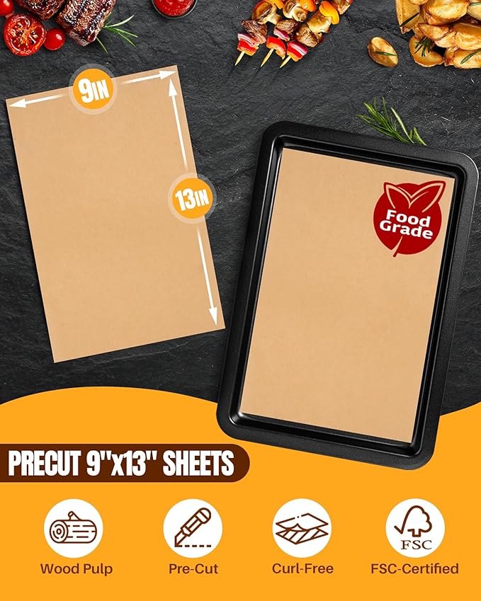 360 Parchment Paper Sheets 12x16 Inch | Natural Brown Precut Unbleached Baking - Image 3