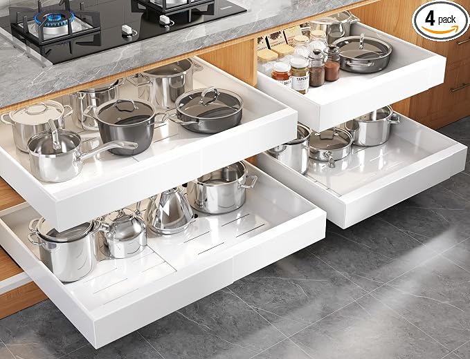 Seinloes 4 Pack Expandable Pull Out Cabinet Organizer 21" Deep by Seinloes