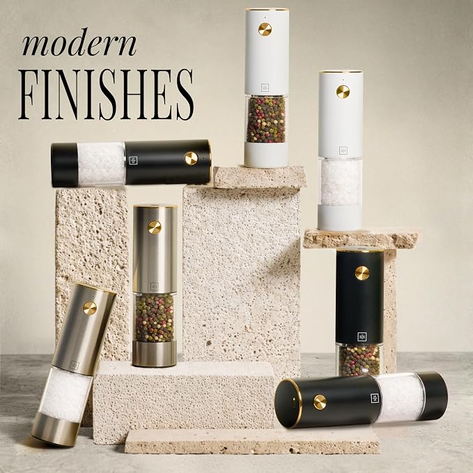 Electric Salt and Pepper Grinder Set Rechargeable – Black and Gold Salt and - Image 7