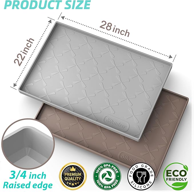 SIKADEER 28" x 22" Under Sink Mat Waterproof, Silicone Mat Kitchen Drawer Shelf - Image 3