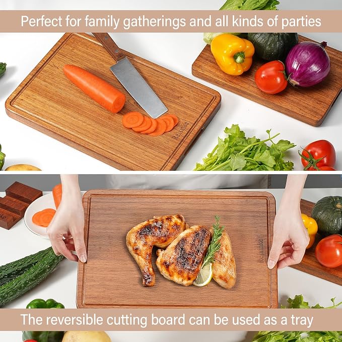 Solid Teak Wood Cutting Board One Piece Non Glued Thick Crack Resistant Wooden - Image 5