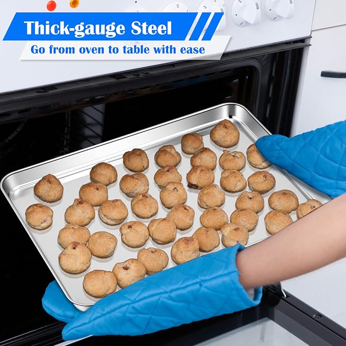 E-far Large Baking Sheets Set of 3, 20”x14” Stainless Steel Cookie Sheet Pans - Image 3