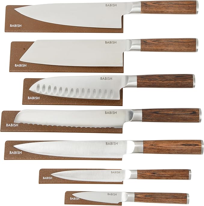 Babish 14-Piece Full Tang Forged Dark Pakka Wood Kitchen Knife Set – by Babish