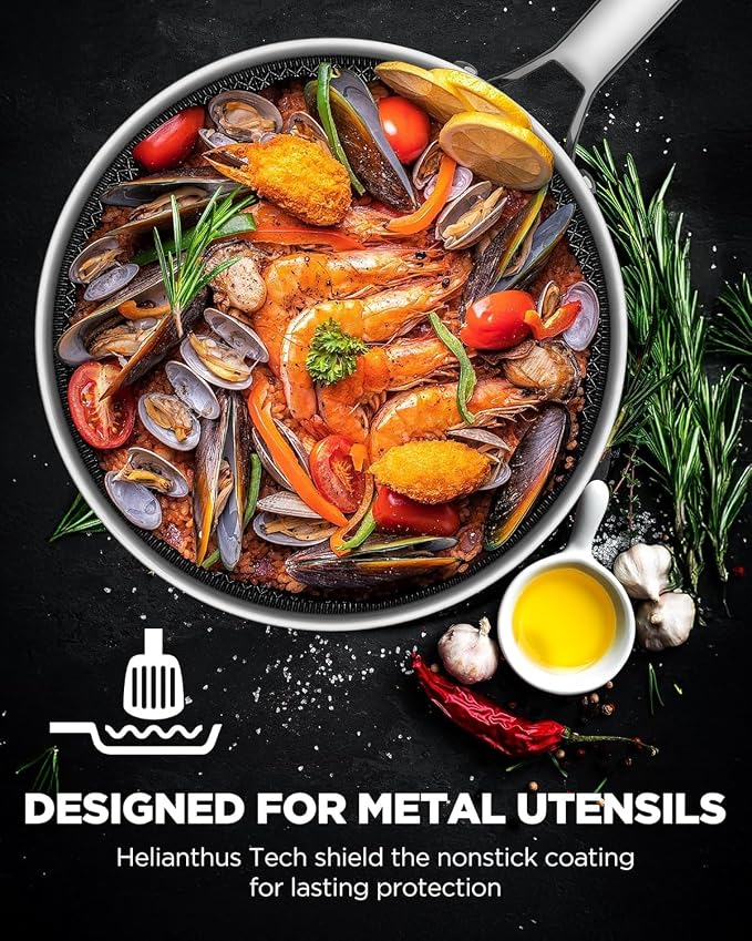 Nonstick Frying Pan Set, Non-Toxic Tri-Ply Hybrid Ceramic Skillet 3 Piece - Image 5