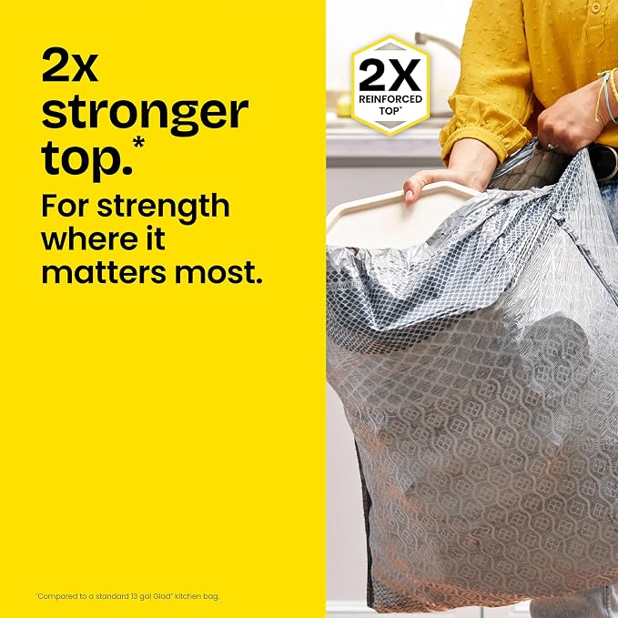 Glad ForceFlex MaxStrength XL Kitchen Trash Bags, 20 Gal, Fresh Clean, 80 Ct - Image 2