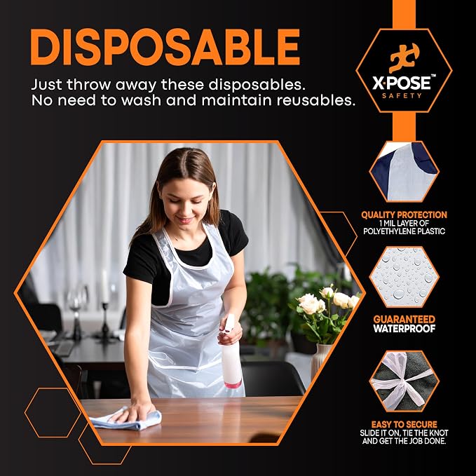 Xpose Safety 300 White Plastic Disposable Aprons - Image 4