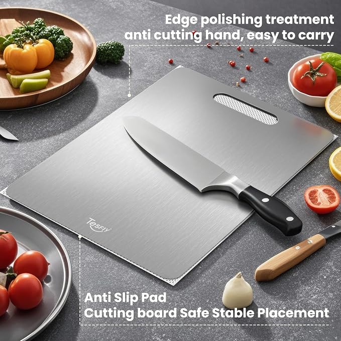2 Pack Titanium Cutting Board, -100% Pure Titanium Cutting Boards - Image 5
