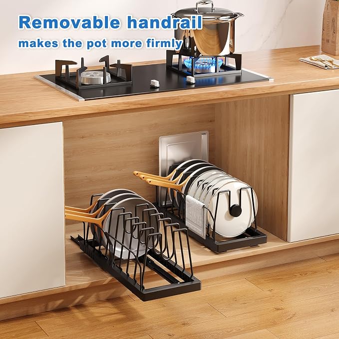 Mustorn 2 Pack Pots and Pans Organizer Under Cabinet, 21.6" Deep Pull Out Pot - Image 7