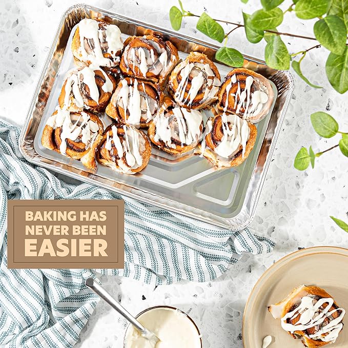 PLASTICPRO Aluminum Pans 10 Pack Disposable Cookie Sheets 9'' x 13'' Baking - Image 4