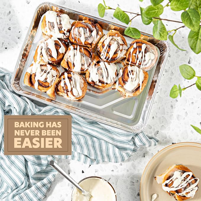 PLASTICPRO Aluminum Pans 20 Pack Disposable Cookie Sheets 9'' x 13'' Baking - Image 2
