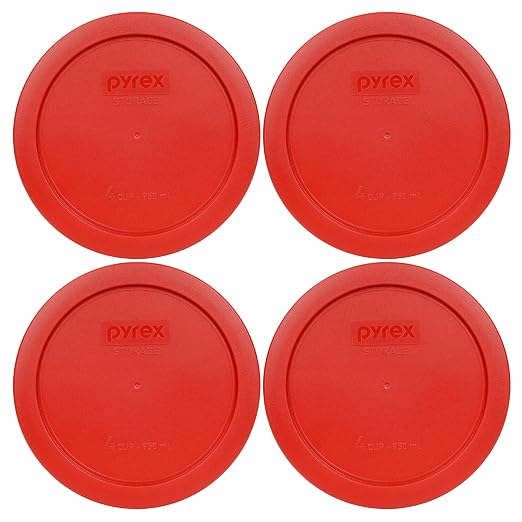 Pyrex 7201-PC 4-Cup Poppy Red Food Storage Replacement Lid by Pyrex