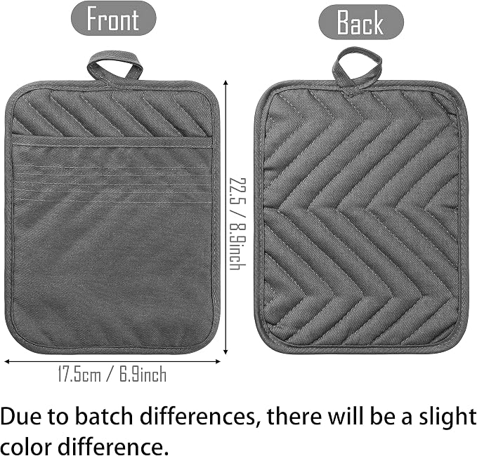 GROBRO7 5Pack Pocket Pot Holders Cotton Heat Resistant Potholder Multipurpose - Image 2