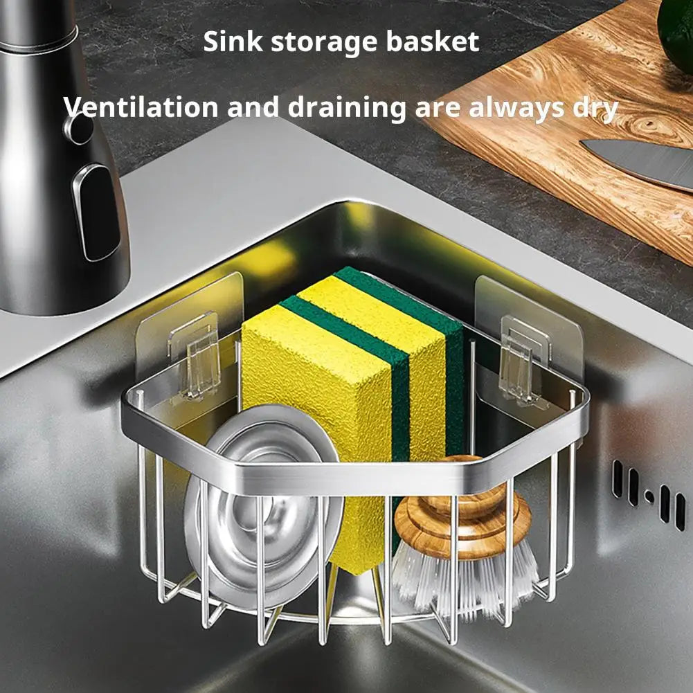 Kitchen Storage Rack Sink Corner Organizer Corner Sink Caddy Sponge Holder with Strong Load-bearing Hollow Design for Kitchen