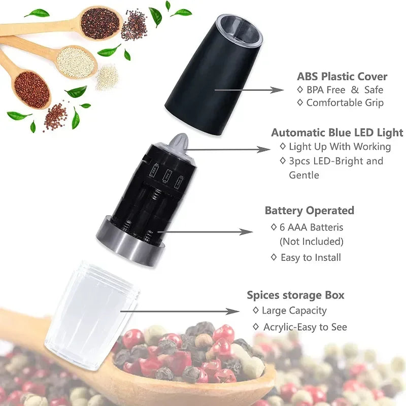 Pepper Mill Electric Herb Coffee Grinder Automatic Gravity Induction Salt Shaker Grinders Machine Kitchen Herb Spice Mill Tools