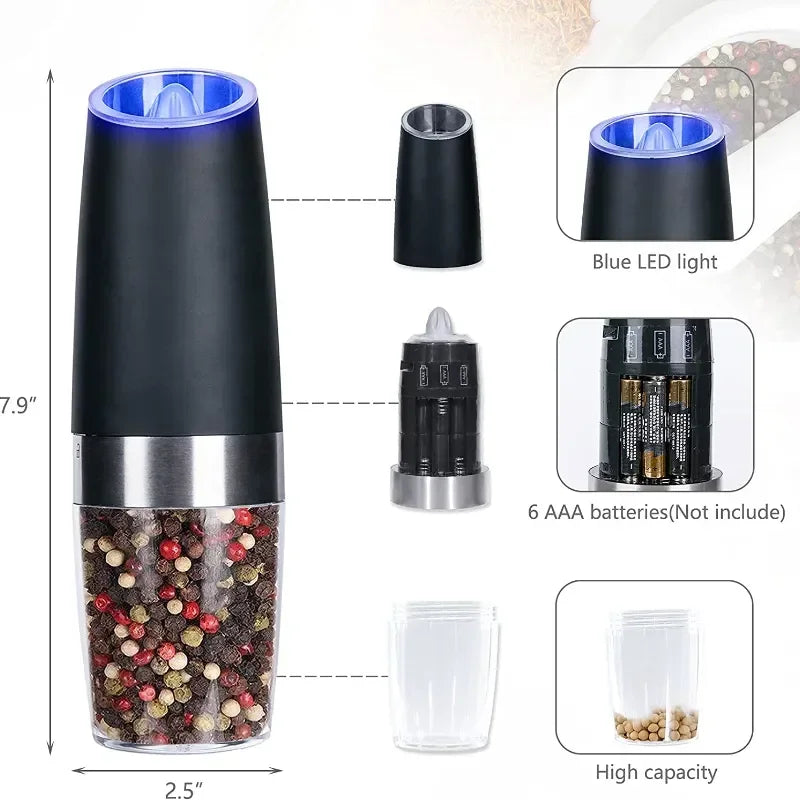 Pepper Mill Electric Herb Coffee Grinder Automatic Gravity Induction Salt Shaker Grinders Machine Kitchen Herb Spice Mill Tools