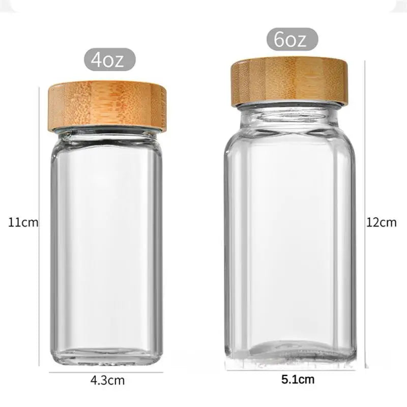 Glass Seasoning Storage Jars With Bamboo Lid Kitchen Salt Shaker Pepper Storage Bottles Spice Organizer Kitchen Spice Jars Set