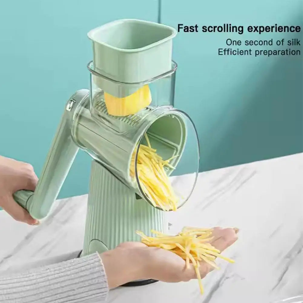 5 In 1 Rotary Cheese Grater With Handle Manual Vegetable Graters Shredder Slicer Nuts Grinder With Strong Suction Base