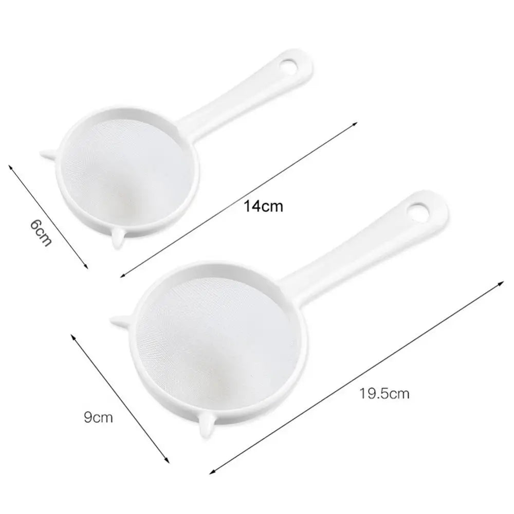 Kitchen Flour Sieve Colander Handheld Plastic Screen Mesh Tea Leaf Strainer Food Colander