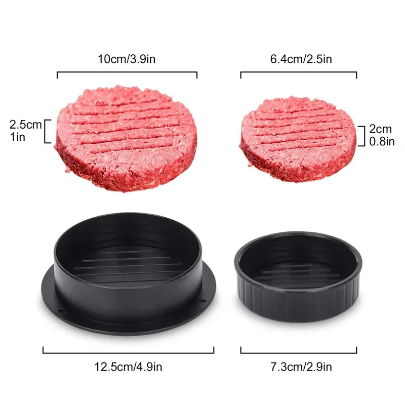 Hamburger Press Patty Maker Burger Press 3 in 1 Non-Stick Meat Beef Veggie Hamburger Mold Kitchen Gadgets to Make Patty