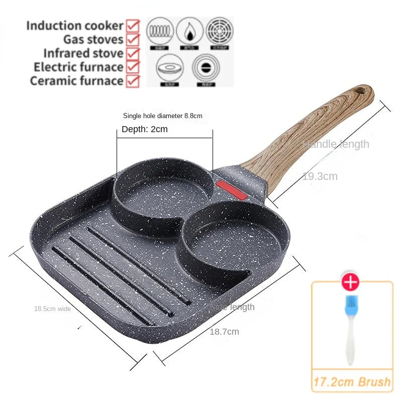 4-hole Omelet Pan Frying Pot Thickened Non-stick Egg Pancake Steak Cooking Pan Hamburg bread Breakfast Maker Induction cooker