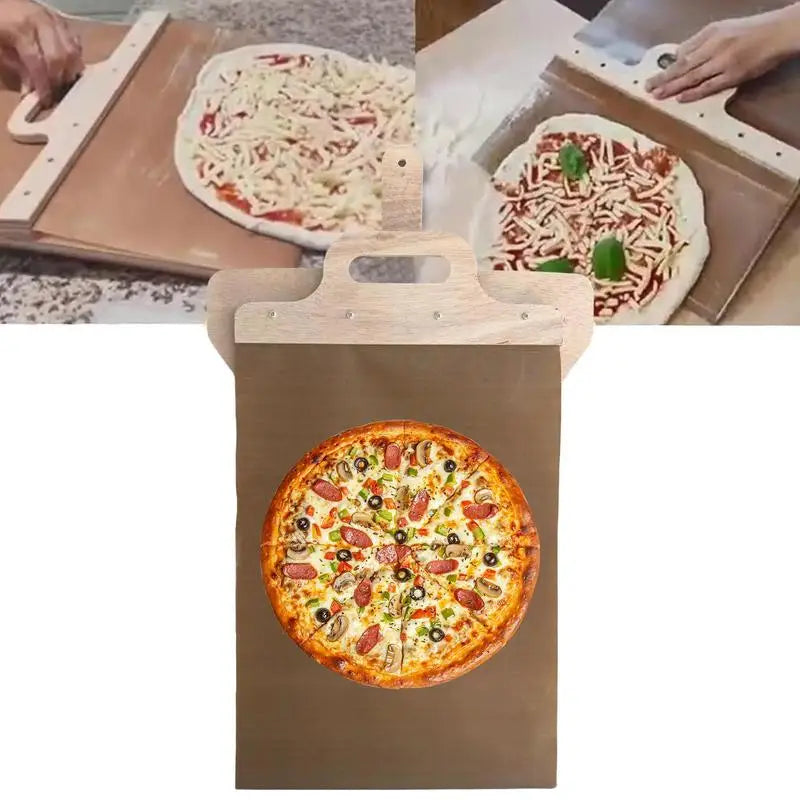 Pizza Shovel Wooden Pizza Paddle Slider With Handle 11.8 X 15.74in Non-Stick Pizza Spatula Paddle Kitchen Cooking Tool For Baked