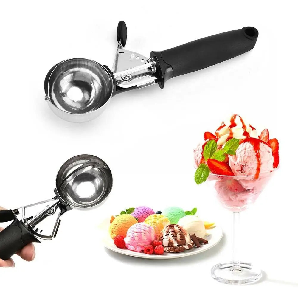 Stainless Steel Ice Cream Scoop New Black Pink Ice Cream Spoon Kitchen Tools